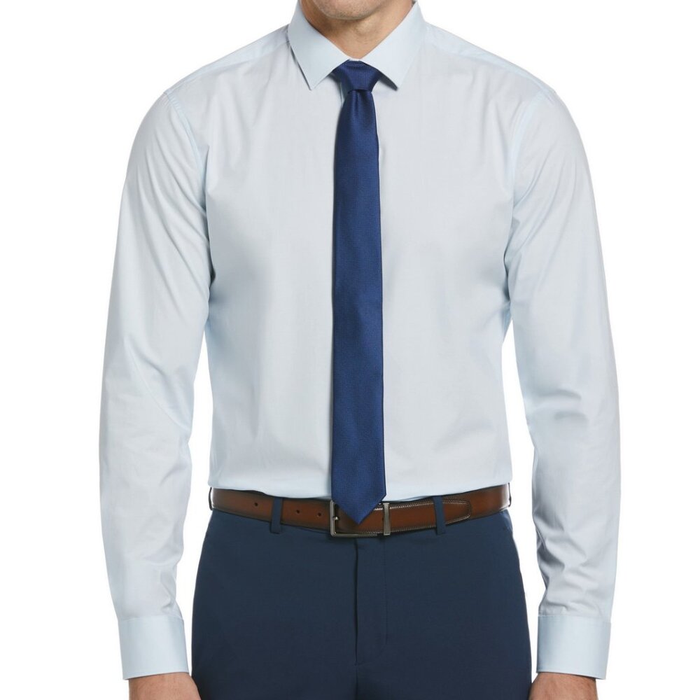 Perry Ellis Portfolio French Cuff Dress Shirt XXL Pale Blue Light Cotton Classic
